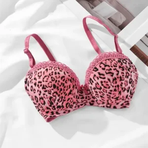(36-42)C Leopard Print Thin Pad C Cupsize Wired Bra (156)